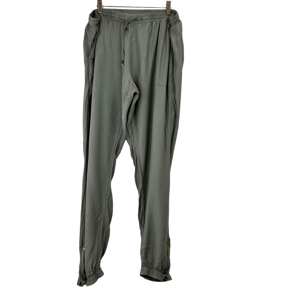 Sundance Sage Green Viscose Zipper Bottom Jogger Joggers Pants Size XL